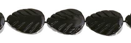 Wholesale Black Color Agate Bead Leaf Shape Gemstones 15x20mm - HarperCrown