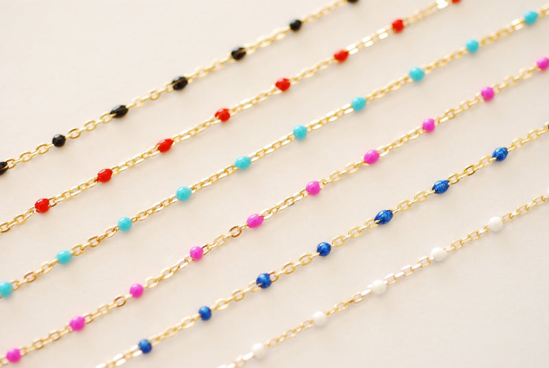 Wholesale Gold Filled Enamel Chain l Sterling Silver Enamel Color Unfinished Chain Permanent Jewelry - HarperCrown
