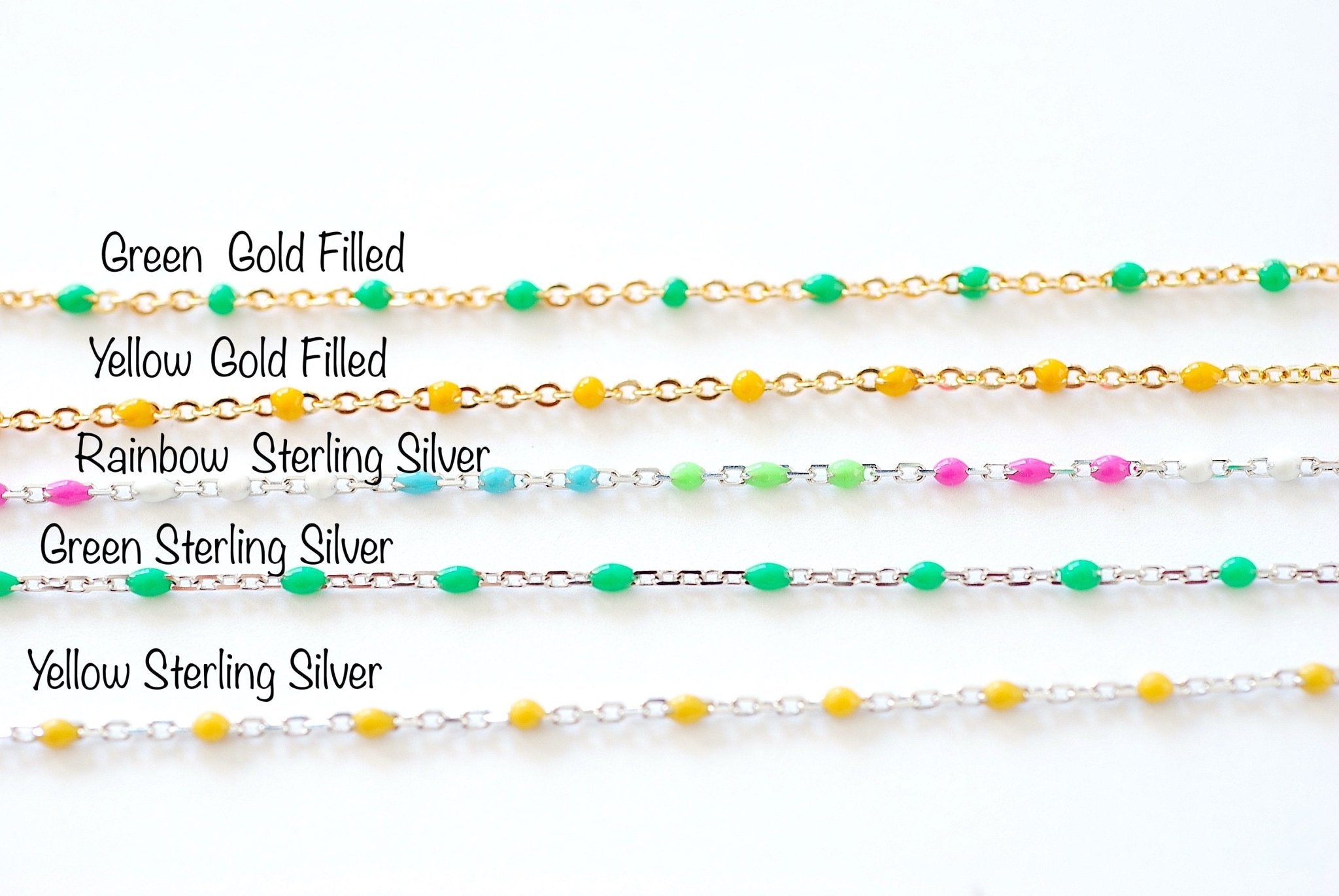 Wholesale Gold Filled Enamel Chain l Sterling Silver Enamel Color Unfinished Chain Permanent Jewelry - HarperCrown