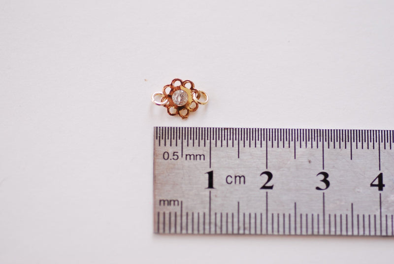 Wholesale Gold Filled Flower CZ Connector Charm l Gold Filled Sterling Silver Rose Gold Filled Flower Charm l Permanent Jewelry - HarperCrown