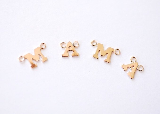 Wholesale Gold Filled Initial Letter Charm Connector Link l Alphabet Letter Charm Pendant Personalized Charm Permanent Jewelry [GFCH4] - HarperCrown