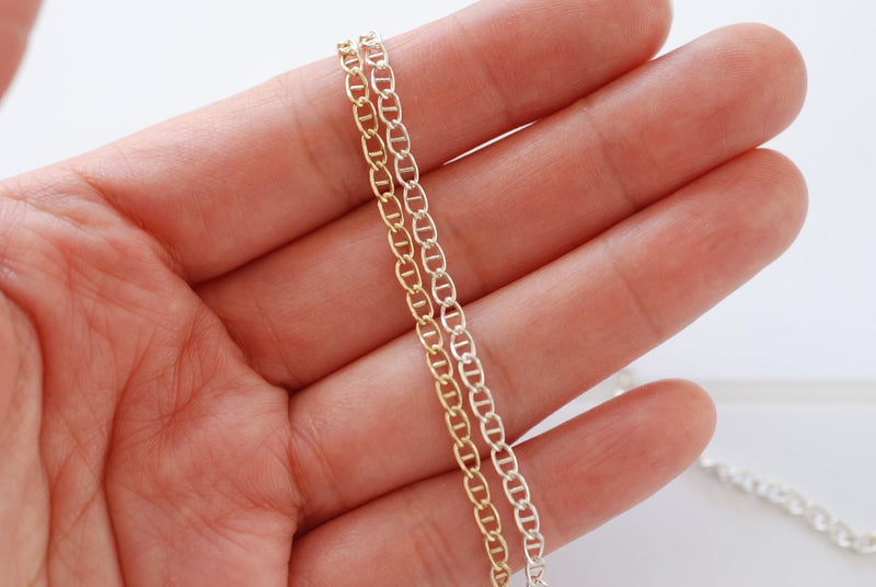 Wholesale Gold Filled Mariner Anchor Chain l Gold Filled or Sterling Silver 2.5mm 3.2mm Anchor Cable Chain l Permanent Jewelry - HarperCrown