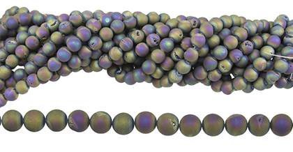 Wholesale Peacock Druzy Agate Bead Ball Round Shape Gemstones 10mm - HarperCrown