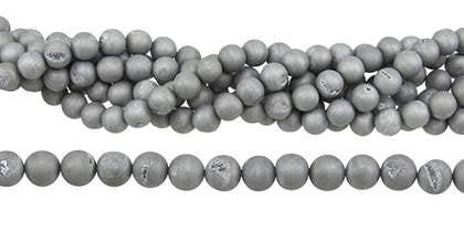 Wholesale Silver Druzy Agate Bead Ball Round Shape Gemstones 16mm - HarperCrown