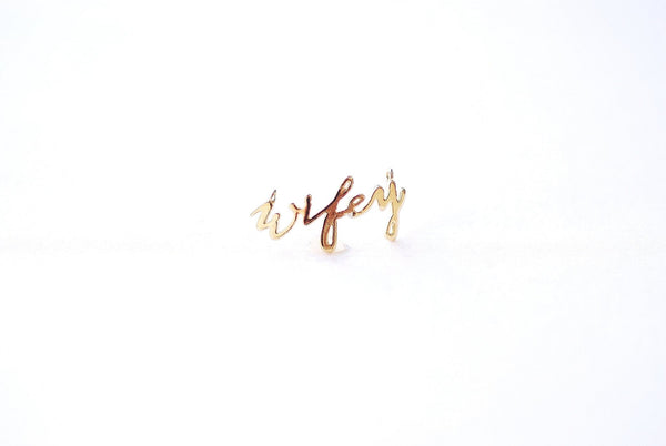 Wifey Charm Connector - Vermeil 18k gold plated 925 sterling silver, Wife Charm, Bride Marriage Wedding Engagement Honeymoon Charm, 488 - HarperCrown